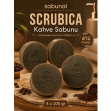Sabunal SCRUBICA Kahve Sabunu 4 ADET - Peeling Etkili Pürüzsüz ve Canlı Cilt İçin Kahveli Vücut Duş Bakımı