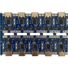 Hazar Led TP4056 Type-C Şarj Devresi 3.7V Ters Akım Korumalı Lityum Pil Şarj Modülü 10 Adet