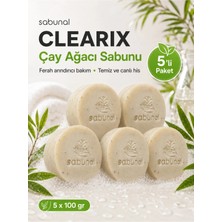 Sabunal CLEARIX Çay Ağacı Sabunu 5 ADET - Yağlı Cilt, Gözenek ve Siyah Nokta Görünümü İçin Doğal Ferah Bakım