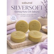 Sabunal SILVERSOFT Gümüş Kuru Cilt Sabunu 4 Adet - Kuru Ciltler İçin Gümüş İçerikli Yumuşak Bakım Sabunu 4x100 gr