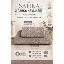 Güvenal Sahra | 2'li Banyo Havlu Seti | Havlu | Banyo Havlusu I Hamam Seti I Çeyiz Havlusu | ( 70 x 140 cm - 50 x 90 cm )