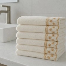 Güvenal Carla Kadife Güpür Lü Havlu 30*50 6 Adet Havlu | Çeyiz Havlusu | Mutfak Havlusu Havlu & Havlu Seti