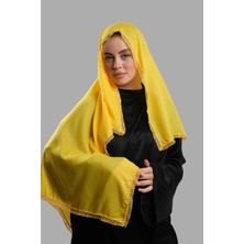 Hürrem Bone Sarı Nikah Namaz Başörtüsü Eşarp Kesik Elyaf Boncuklu Güpürlü 202213_59