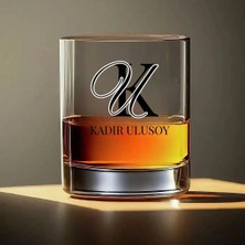 Hediye Vakti Kişiye Özel Baş Harfli Viski Bardağı - Isme Özel Monogram Tasarım Kadeh