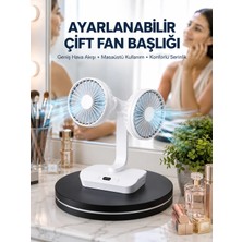 Astraltech Ayarlanabilir Hızlı Çift Başlıklı Masaüstü Fan – Gece Lambalı Serinletici