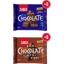 Züber Fındıklı Sütlü Çikolata 42G x 6 Adet + Pirinç Patlaklı Sütlü Çikolata 35G x 6 Adet