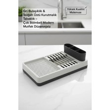 Eco Lounge Pratik Gri Tezgah Üstü Bulaşıklık Tabak Bardak Çatal Kaşık Mutfak Düzenleyici