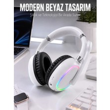 Astraltech Kablosuz Bluetooth Mikrofonlu Beyaz Kulaklık  Rgb Işıklı