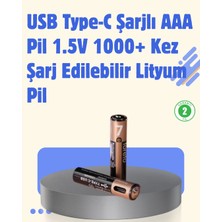 Eco Lounge USB Type-C Şarjlı Aaa Lityum Pil 1000+ Şarj Döngüsü ile Uzun Ömür