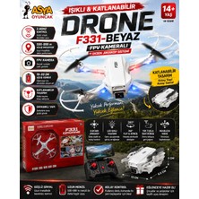 Marka Asya Oyuncak F331-BEYAZ Işıklı Drone Katlanabilir FPV Kameralı Model Uçuş Mesafesi 500-999 m