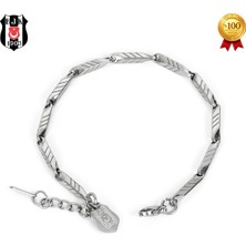 Beşiktaş Çizgili Çelik Bileklik Unisex 19 cm Paslanmaz Çelik