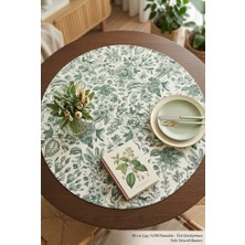 Rona Home Lüks Leke Tutmaz Su Geçirmez Yuvarlak Runner 50 cm - Sıvı Itici Botanik Desenli Amerikan Servis Supla