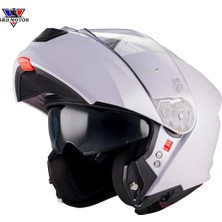 mt Helmets Genesıs Sv Pure A0 Parlak Beyaz Çene Açılır Kask