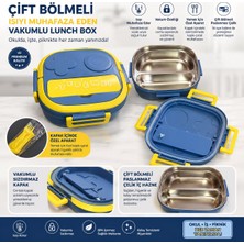 Veroksa Çift Bölmeli Paslanmaz Çelik Beslenme Kabı Sızdırmaz Kilitli Lunch Box