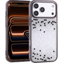 Spia iPhone 17 Pro Kılıf Kamera Yükseltili Simli Damla Taşlı Silikon Spıa