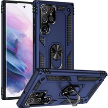 Spia Galaxy S22 Ultra Kılıf Kamera Koruyucu Manyetik Standlı Tank Koruma Spıa