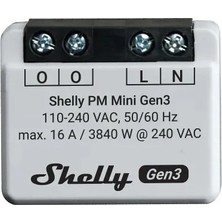Shelly Pm Mini Gen3 16A Wi-Fi Akıllı Enerji Ölçüm Modülü