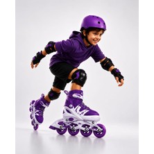 Tiny Toys Işıklı Ayarlanabilir Çocuk Pateni m Beden ( 34-37) Abec-7 Rulmanlı 4 Tekerlekli Inline Paten | Pembe / Mor / Kırmızı / Mavi / Siyah