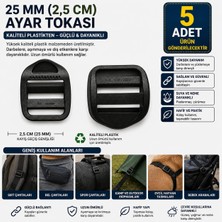 Ecotton Works 25 mm (2,5 Cm) Plastik Ayar Tokası 5'li Paket | Premium Kalite | Dayanıklı Çanta Kayış Tokası
