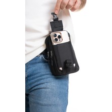 Sannora Bags Siyah Taktik Bel Kemer Çanta Suya Dayanıklı Tekstil Malzeme Cep Telefonu Tutacağı Gençlik Koleksiyonu