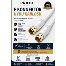 Zibox F Konnektörlü Uydu Anten Kablosu Gold Uçlu Hd 4K Uyumlu Beyaz-10 METRE