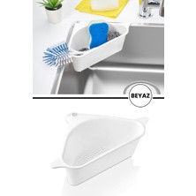 Flora Süzgeçli Lavabo Içi Köşe Düzenleyici, Mutfak Evye Organizeri Bulaşık Süngerliği Fırça Tutucu
