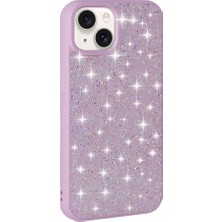 Spia iPhone 15 Plus Kılıf Simli Pırlanta Taşlı Kamera Yükseltili Silikon Spıa