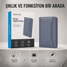 Ayers Premium Erkek Iki Katlı Magsafe Uyumlu Manyetik Kartlık Cüzdan, 2 Kart Yuvalı, Ince ve Hafif Premium Suni Deri Telefon Arkası Kart Cüzdanı
