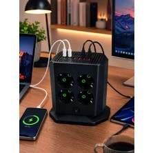 Astraltech 8'li Dikey Çoklu Priz 4 USB 2 Type-C Girişli Akım Korumalı Uzatma Prizi