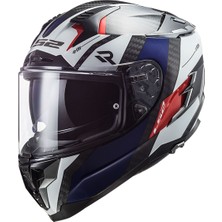 Ls2 Challenger C Karbon Alloy Beyaz-Mavi-Kırmızı Kapalı Kask