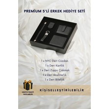 Cüzcan Hakiki Deri Cüzdan, Kartlık, Anahtar, Çakmak ve Bileklik Seti