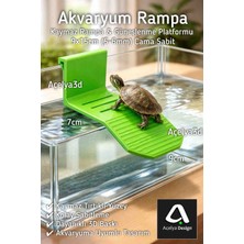 Açelya3d Kaplumbağa Rampası Kaymaz Güneşlenme Platformu Akvaryum Için Dayanıklı Cam Sabitleme Yeşil 9*15CM