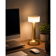Astraltech Gold Kare Mantar Masa Lambası Şarjlı Dokunmatik LED Aydınlatma