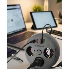 Astraltech Çoklu Priz Akım Koruma 3 Soket 3 USB Type C Hızlı Şarj 2m Uzatma Kablosu