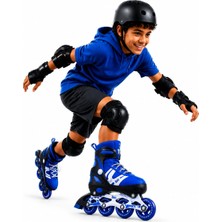 Tiny Toys Işıklı Ayarlanabilir Çocuk Pateni M Beden (34-37,) Abec-7 Rulmanlı 4 Tekerlekli Inline Paten Mavi