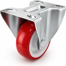 Nzb (1 Adet) Poliamid Sabit Tablalı Teker 80X32 mm Kırmızı Sanayi Tipi  Mobilya Makine Tekerleği