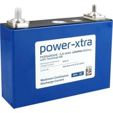 Power-Xtra PX39148101HE - 3.2V 60 Ah Lifepo4 Şarjlı Pil - 3c - Vidalı