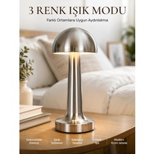 Astraltech Modern Mantar Masa Lambası Dokunmatik 3 Işık Modlu Şarjlı Kablosuz LED Yeni Nesil