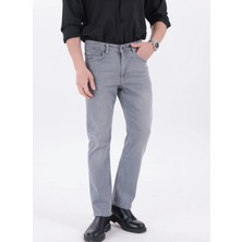 Blayn Jeans Erkek Gri Regular Fit Düz Paça Esnek Denim Kot Pantolon Günlük