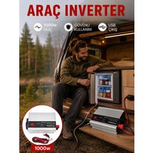 1000 Watt Oto Invertör Elektrik Dönüştürücü Ev Tipi Priz