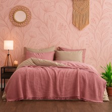 Tabu Home Müslin Pembe Çift Kişilik Yatak Örtüsü – 4 Katlı