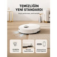Roborock Akıllı Robot Süpürge Beyaz 10.000 Pa Güçlü Emiş Dakikada 3.000 Titreşimli Islak Mop Lidar Haritalama ve Dolanma Önleyici Fırça Sistemi