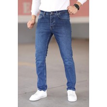 Blayn Jeans Erkek Koyu Lacivert Kot Pantolon Urban Fit Denim Esnek Rahat Kalıp Günlük Jean Pantolon