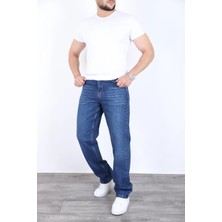Blayn Jeans Erkek Kobalt Mavi Baggy Kot Pantolon - Geniş Kalıp Günlük Rahat Denim Jean