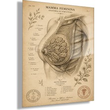 Gaagart Temperli Cam Tablo Vintage Botanik Anatomik Göğüs Muayenehane Dekoru