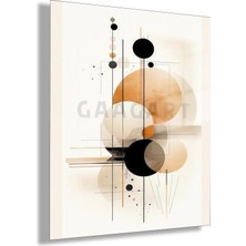 Gaagart Temperli Cam Tablo Bauhaus Siyah Turuncu Daireler Geometrik Modern Ofis Tablosu