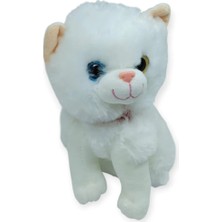 Sesli Peluş Kedi Van Kedisi 25 cm - Beyaz - 1 Adet