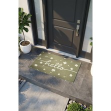 Vitali Home Charm Haki Beyaz Hello Paspas Dış Kapı Paspası Kıl Kapı Önü Paspası 2010