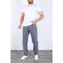 Blayn Jeans Erkek Gri Baggy Kot Pantolon - Geniş Kalıp Günlük Rahat Denim Jean