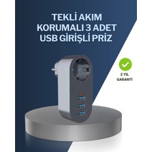 Çocuk Korumalı Termal Priz – 3'lü USB Şarj ve Akım Koruması